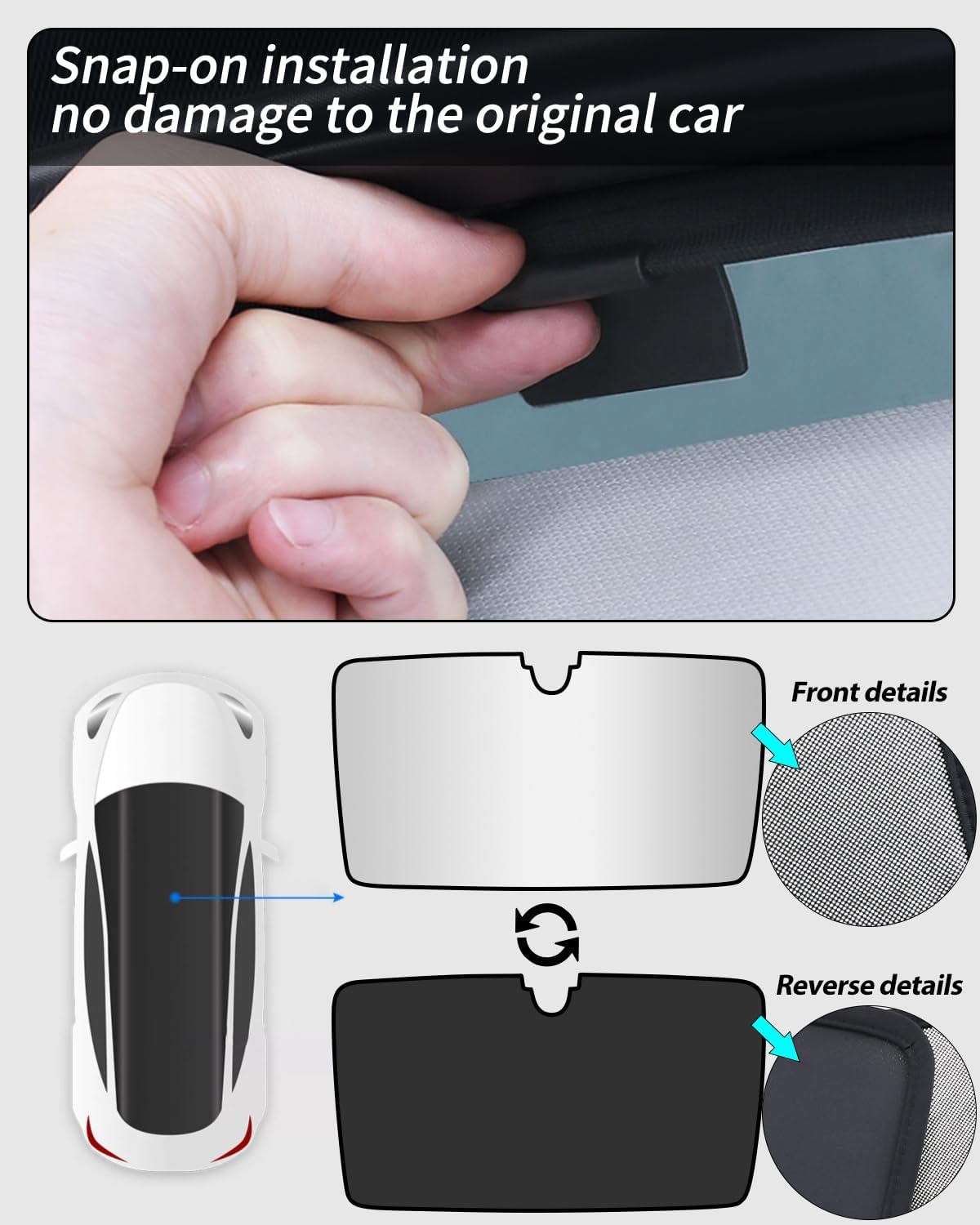 Roof Sunshade, Windshield Sunshade,Rear Windshield Sunshades,Glass Sunroof Shade UV Sun Blocking Heat Shade Comptatible with Tesla Model X (Windshield Sunshade 15-22)