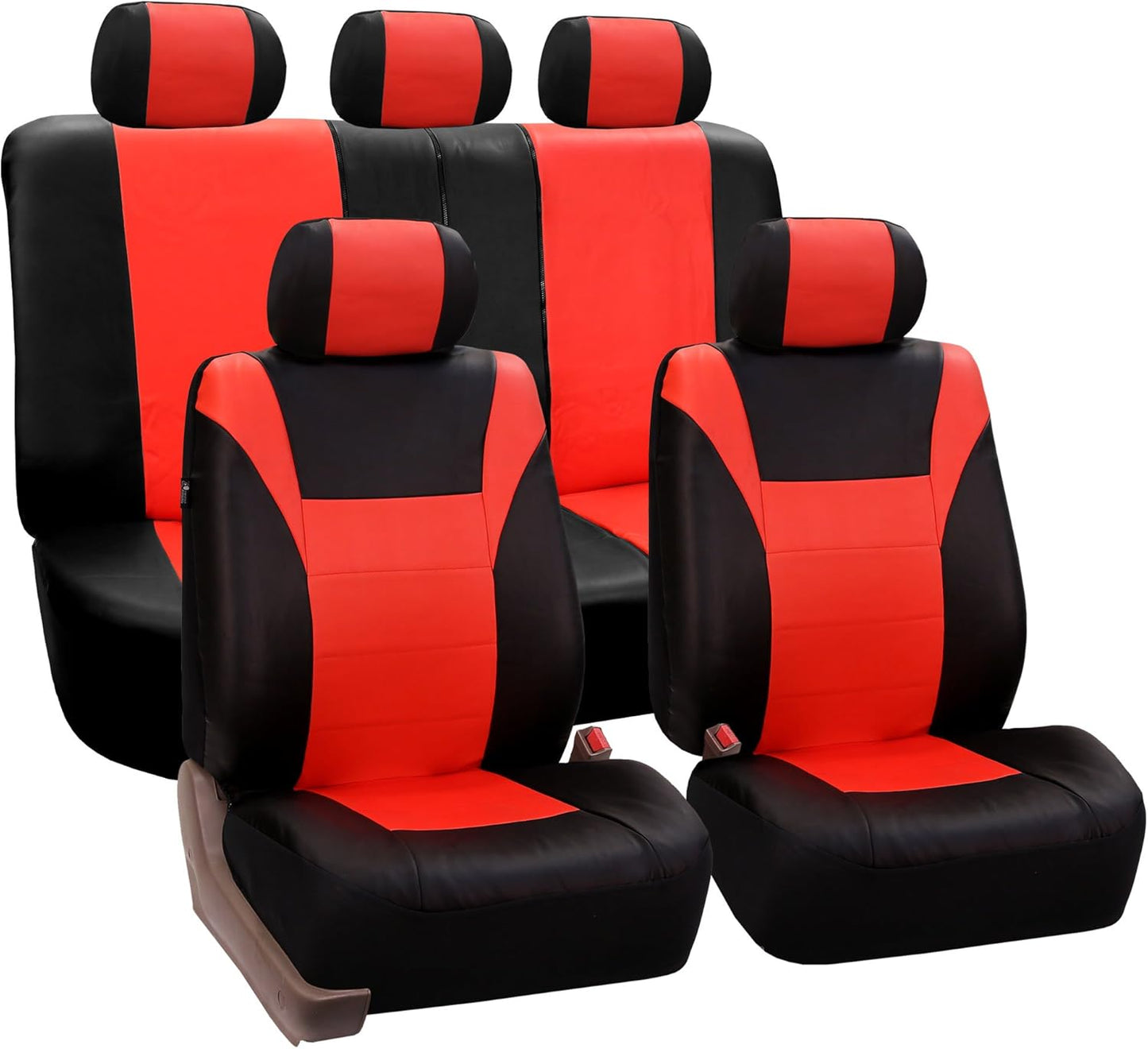 FH Group Racing PU Leather Seat Covers Airbag Compatible & Rear Split Gray