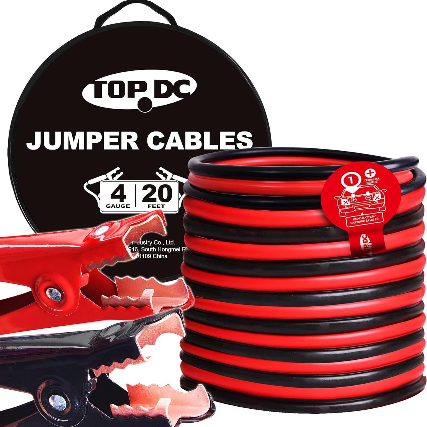 TOPDC Jumper Cables 1-Gauge 25-FT 700Amp Heavy Duty Booster Cables with Carry Bag (1AWG x 25')