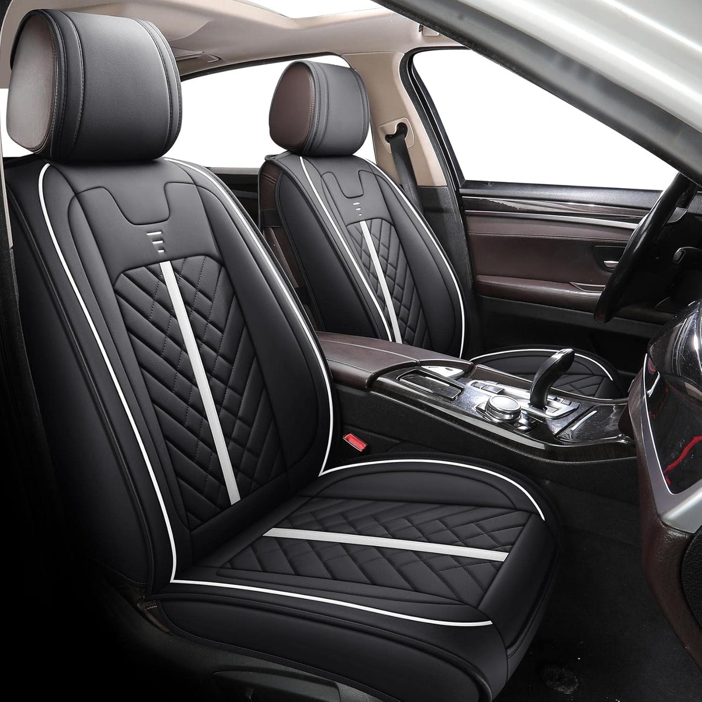 Tomatoman Front Seat Covers Compatible with Toyota Corolla Rav4 Camry 4runner Honda Civic Accord HRV CRV Nissan Altima Sentra Hyundai Tucson Accent Elantra(2PCS/Black)