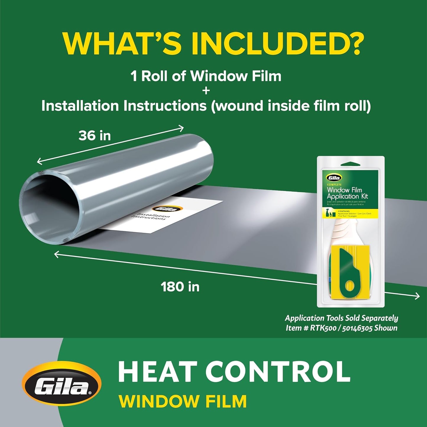 Gila® Heat Control Titanium Adhesive Residential DIY Window Film Sun Blocking Glare Reduction 3ft x 15ft (36in x 180in)