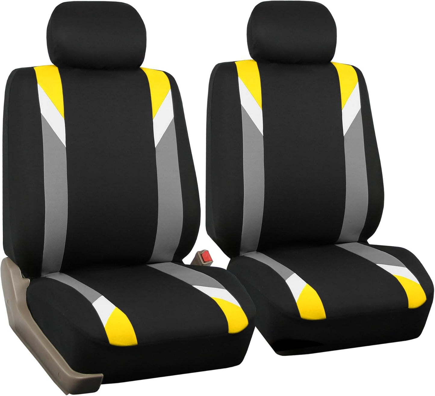FH-FB066102 Fabric Bucket Seat Covers with Ornate Diamond Stitching White/Black
