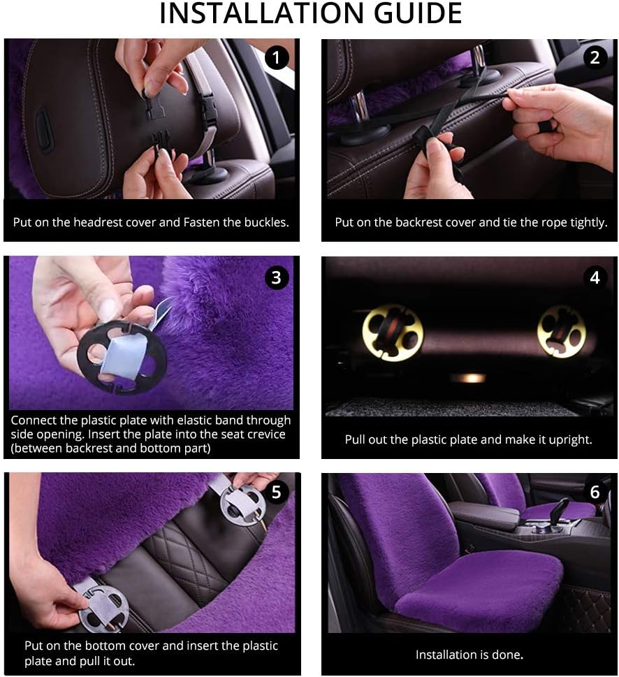 TOYOUN Universal Fuzzy Fur Car Seat Covers for Winter, Soft Warm Faux Rabbit Fur Sideless Front Bucket Seat Covers Fluffy Furry Car Seat Covers Cushion Accessories for Women,1PC, Blue