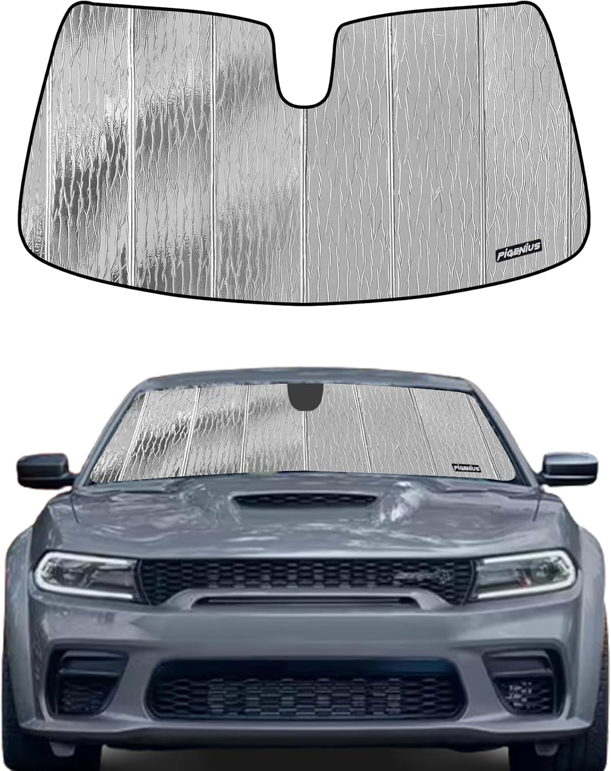 Pigenius Windshield Sunshade for Dodge Charger 2011-2023 Without Rearview Mirror Mounted Camera, Front Window Shade - AstraGuard