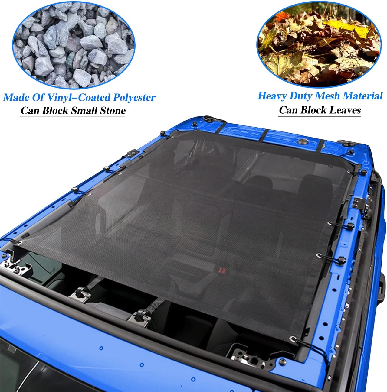 ROMASO Sunshade fit for Bronco 2021 2022 4-Door,Sun Shade Mesh Top for Ford Bronco,Heavy Duty Mesh Sunsahde Top(Yellow)