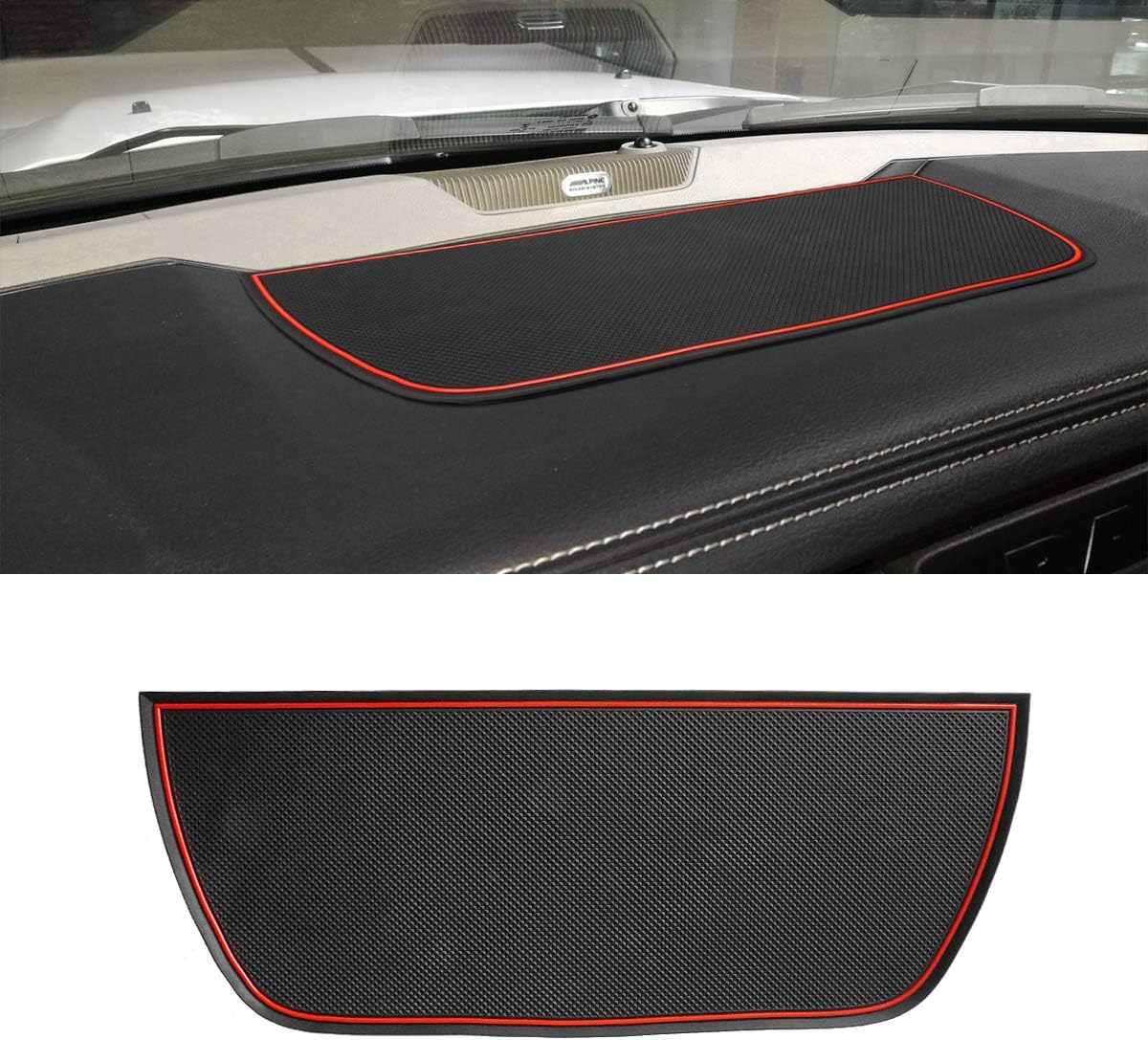 Auovo Dashboard Mat Liner for Dodge Ram Pickup 1500 2500 3500 2011-2018 Interior Accessories Car Dash Trim Rubber Pad Cover Soft Tray(1 PCS) (White)