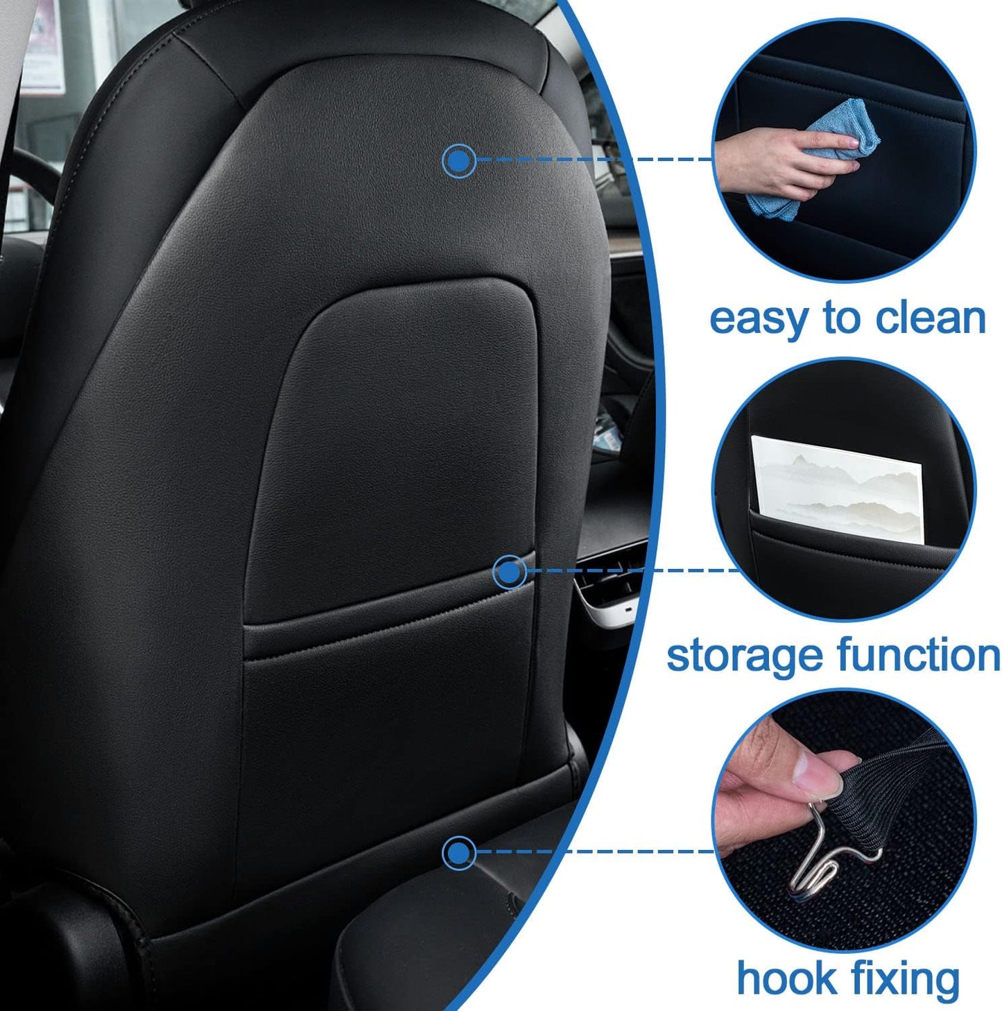Fit for Tesla Model 3 Model Y Accessories Seat Covers Car Kick Mats Back Seat Protector(Set of 2)