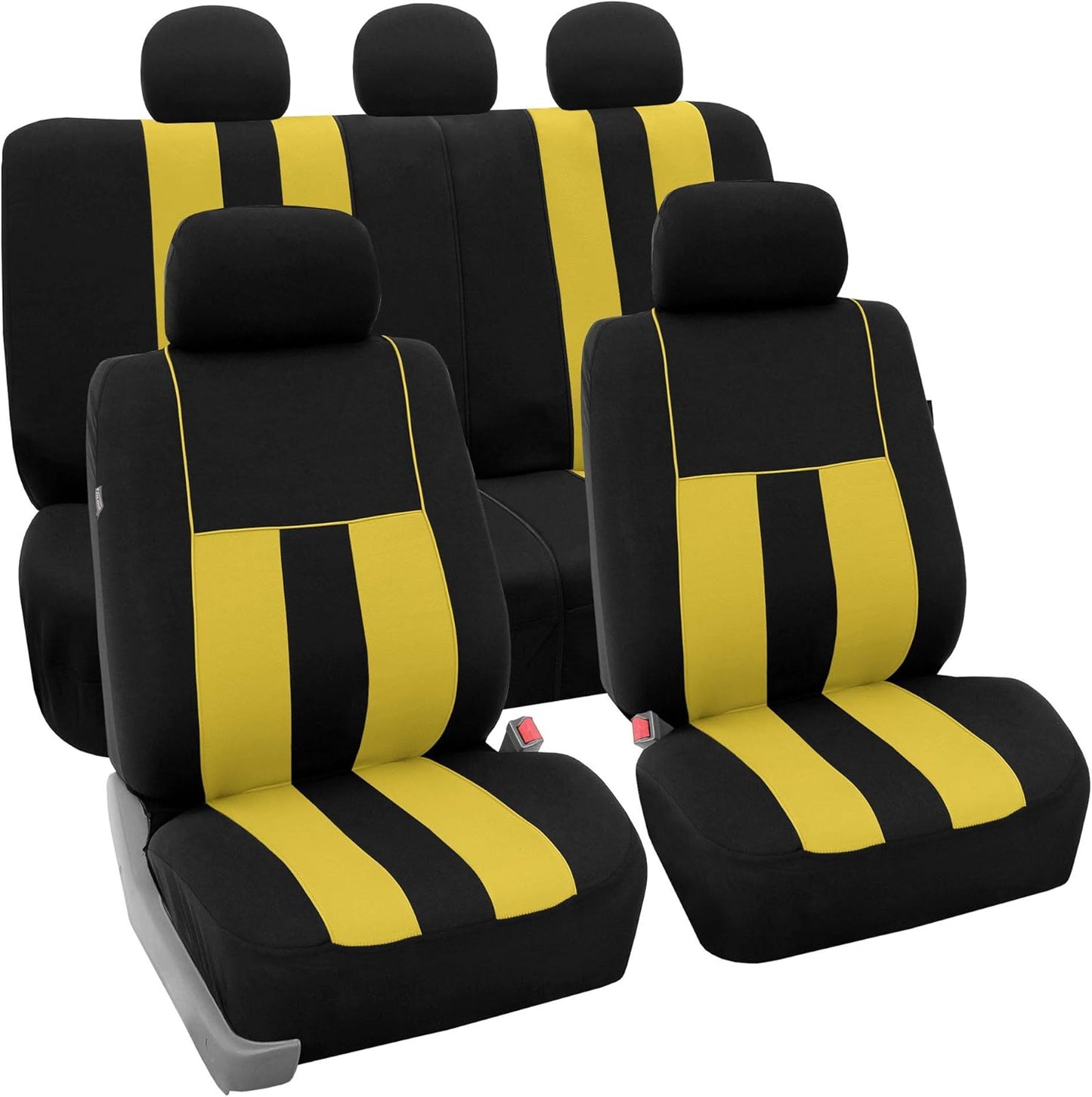 FH Group Car Seat Covers Full Set Cloth - Universal Fit, Automotive Seat Covers,Low Back Front Seat Covers,Airbag Compatible,Split Bench RearSeat,Washable Car SeatCover for SUV,Sedan,Van Black
