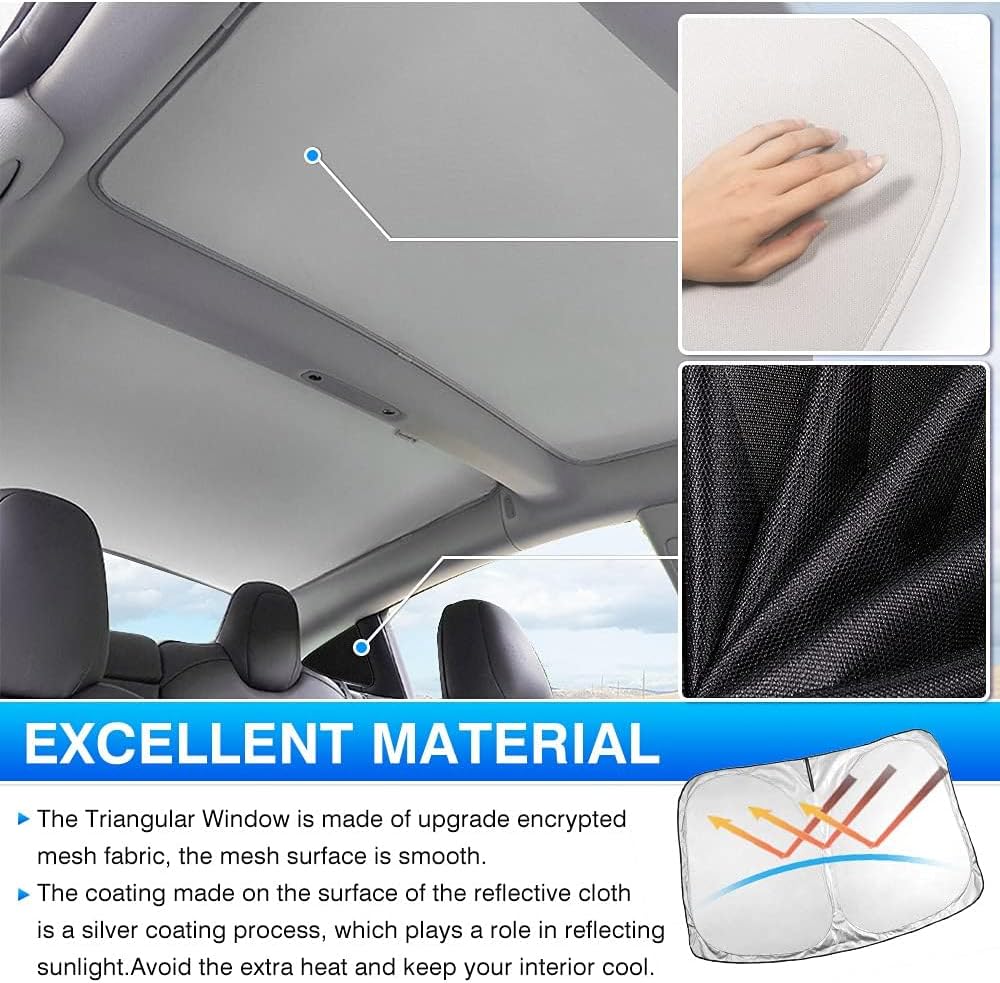 T TGBROS Sunshades for 2021-2024 2025 Tesla Model 3 Windshield Rear Sunroof Triangular Window Privacy Car Sun Shades Blocks UV Rays Keeps Your Vehicle Cool 7PCS(Not Fit for 2017-2020)