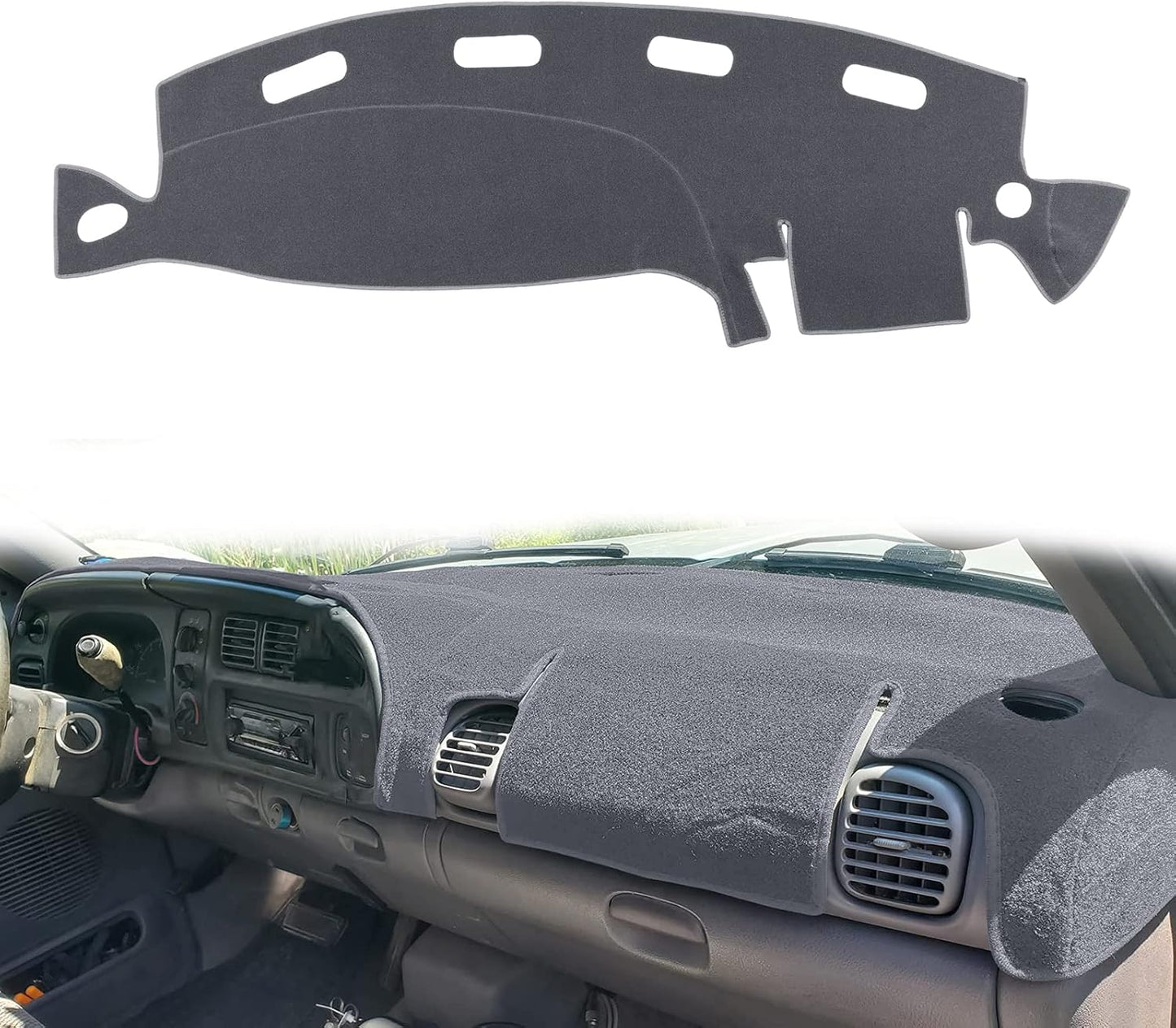 HanLanKa Dashboard Cover Dash Cover Mat Pad Compatible with Dodge Ram 1500 2500 3500 1998 1999 2000 2001 (Ram 98-01, Black)