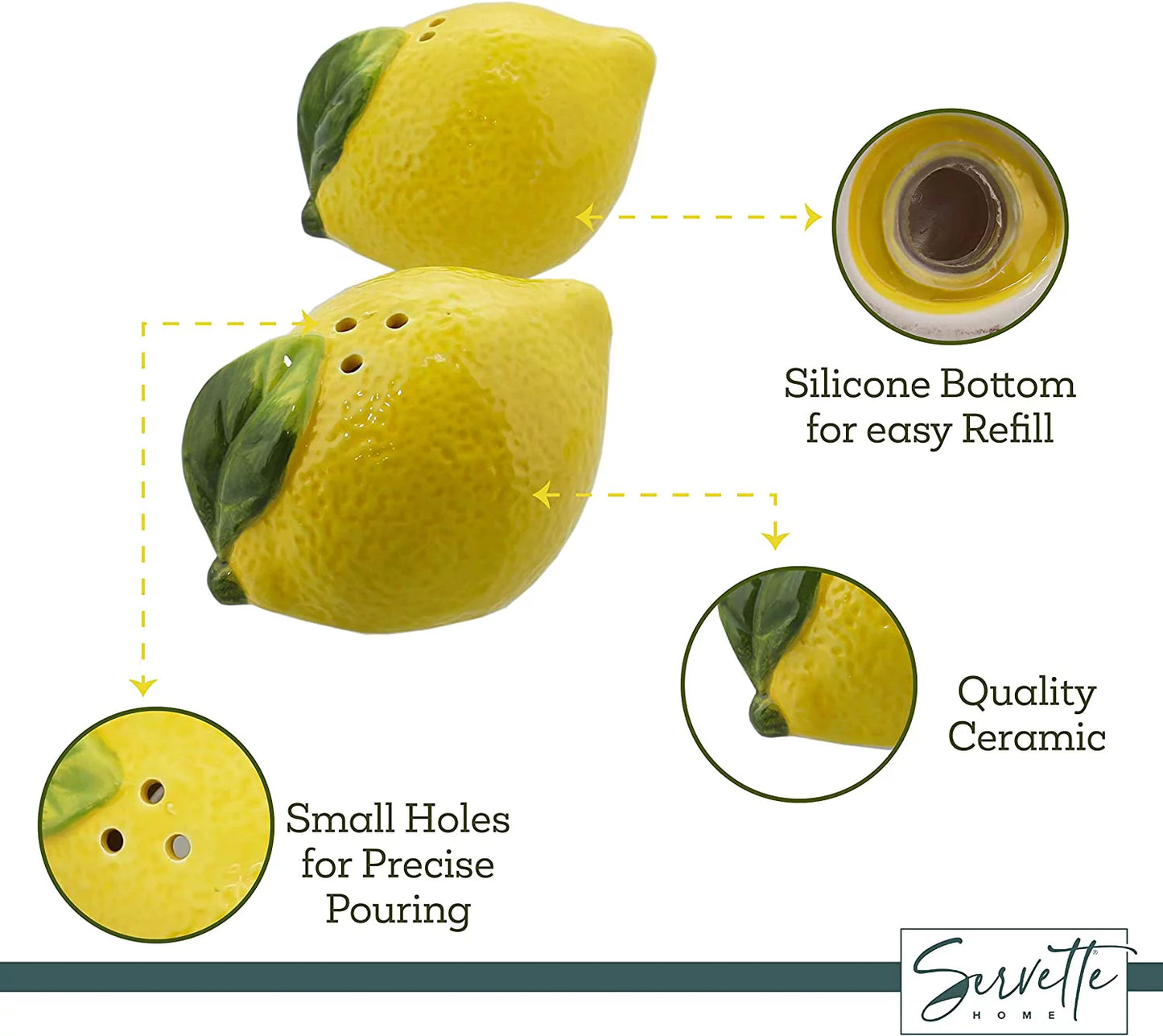 Lemon Salt & Pepper Shakers with Mini Lemon Spoon Rest