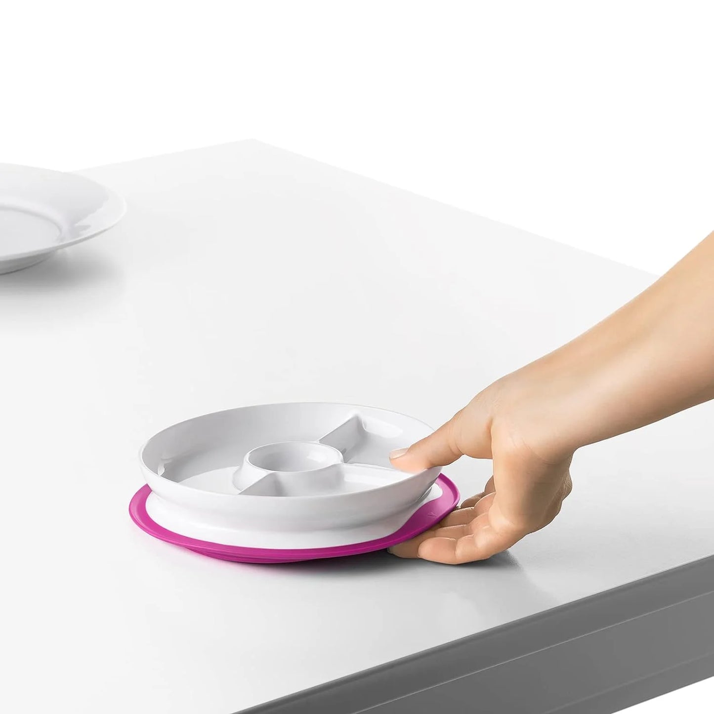 OXO Tot Stick & Stay Suction Divided Plate - Pink