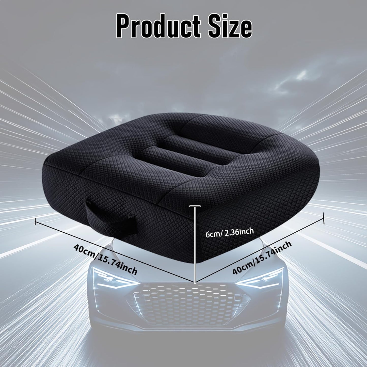 runfider Black Universal Booster seat Cushion Portable Design Breathable mesh Design Improve Vision Improve Sitting Posture Stress Relief Driving Office Family Outdoor Universal Cushion