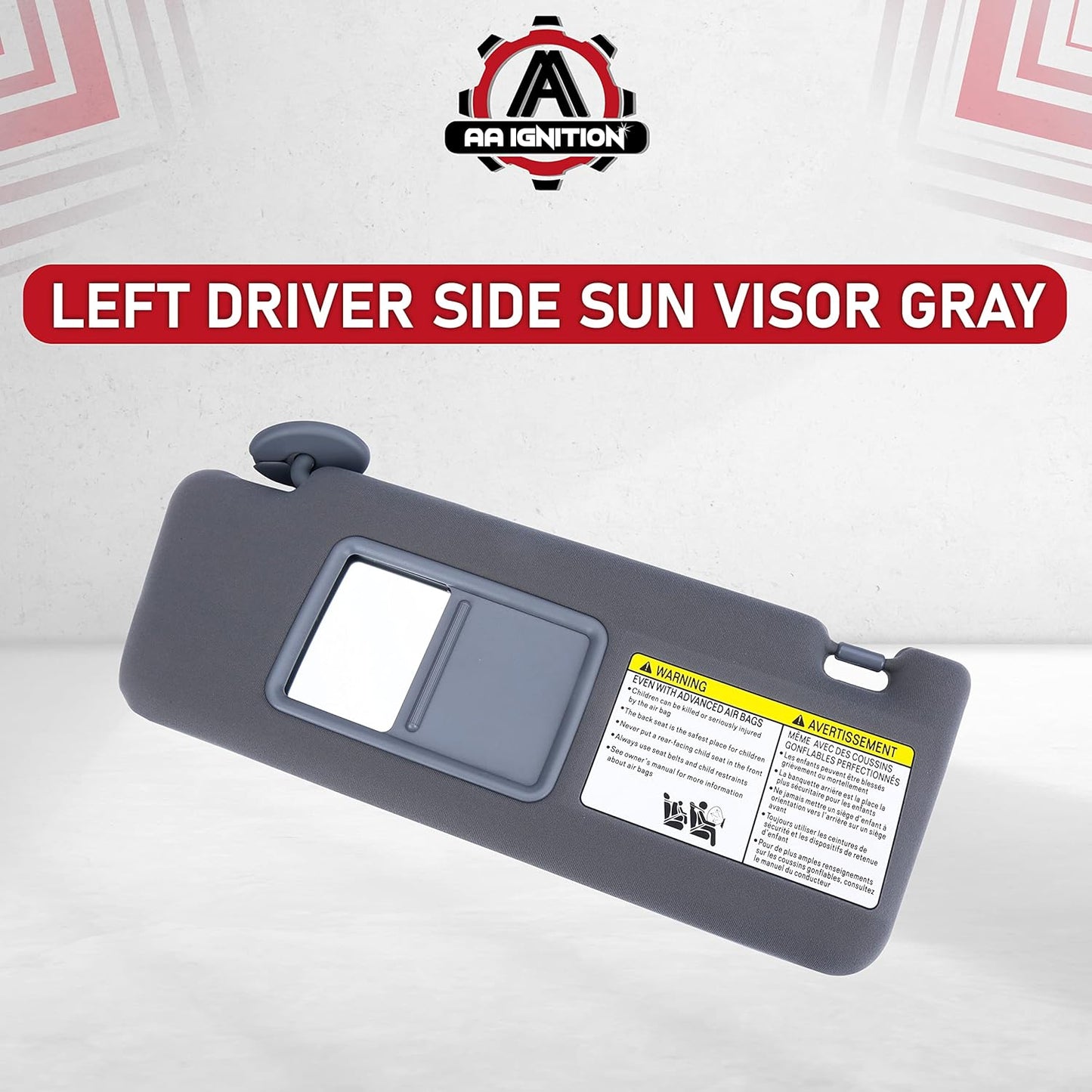 Left Driver Side Sun Visor Gray Without Light - Compatible with Toyota Tacoma 2005, 2006, 2007, 2008, 2009, 2010, 2011, 2012 - Replaces 74320-04181-B1, 74320-04180-B1, 74320-04181-B1, 74320-AD060-B0
