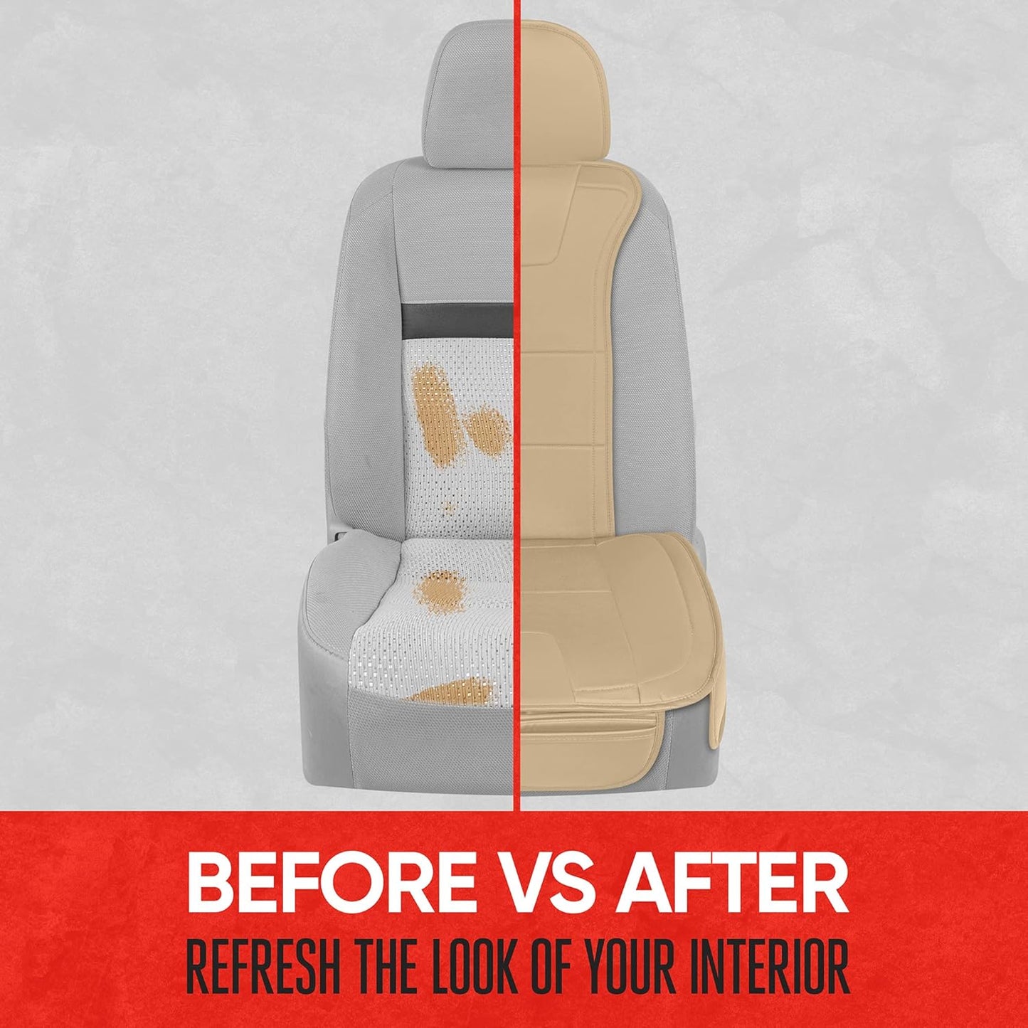Motor Trend Faux Leather Car Seat Covers, 2 Piece Set – Premium Car Seat Cushions for Front Seats, Padded Car Seat Protectors with Storage Pocket, Seat Covers for Cars Trucks SUV (Solid Beige)