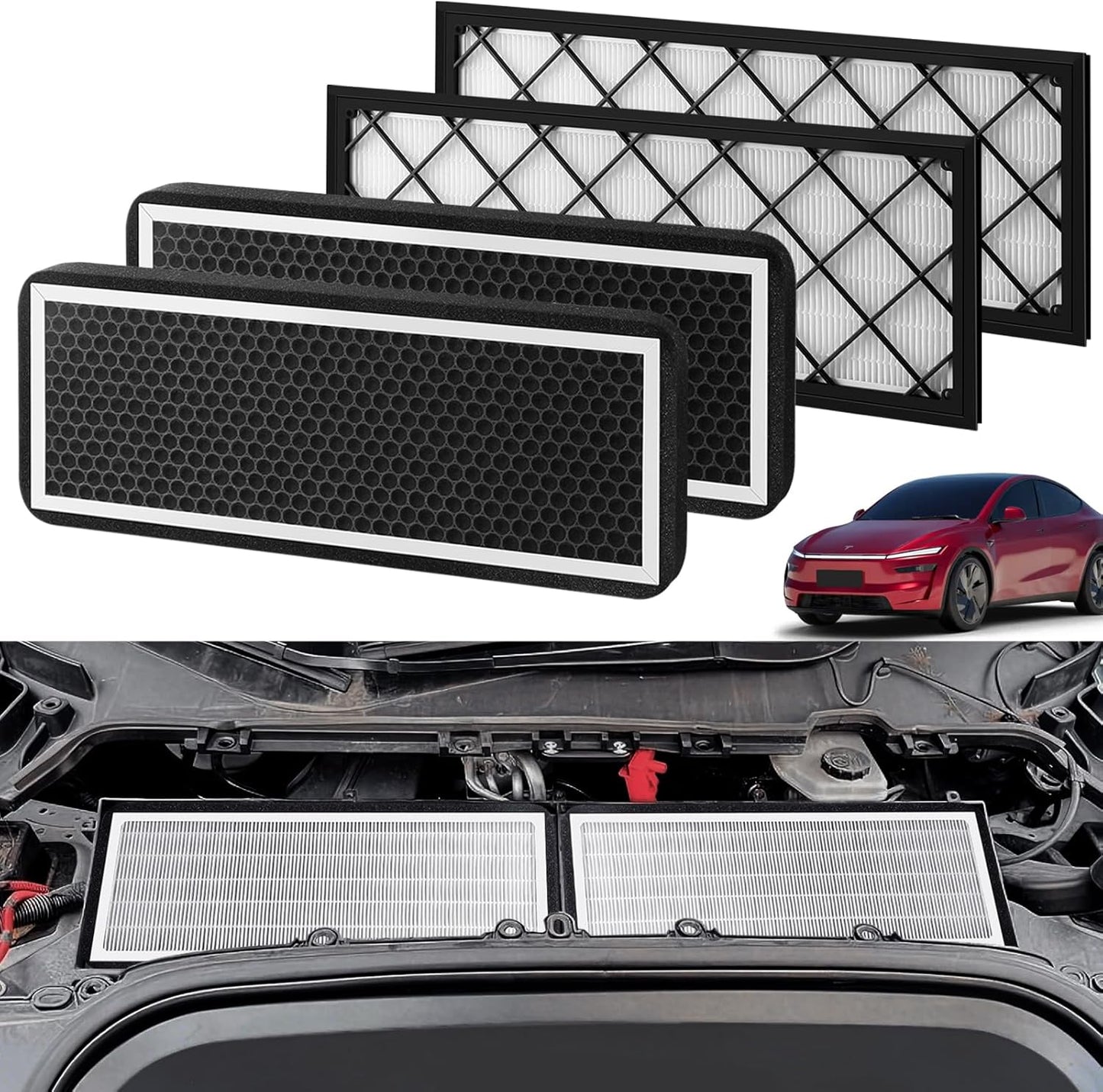 Cabin Air Filter Model Y Model 3 Replacement with Carbon Activated, Tesla Air Filter Replacement kit for Tesla Accessories 2016-2025, 2 Pack