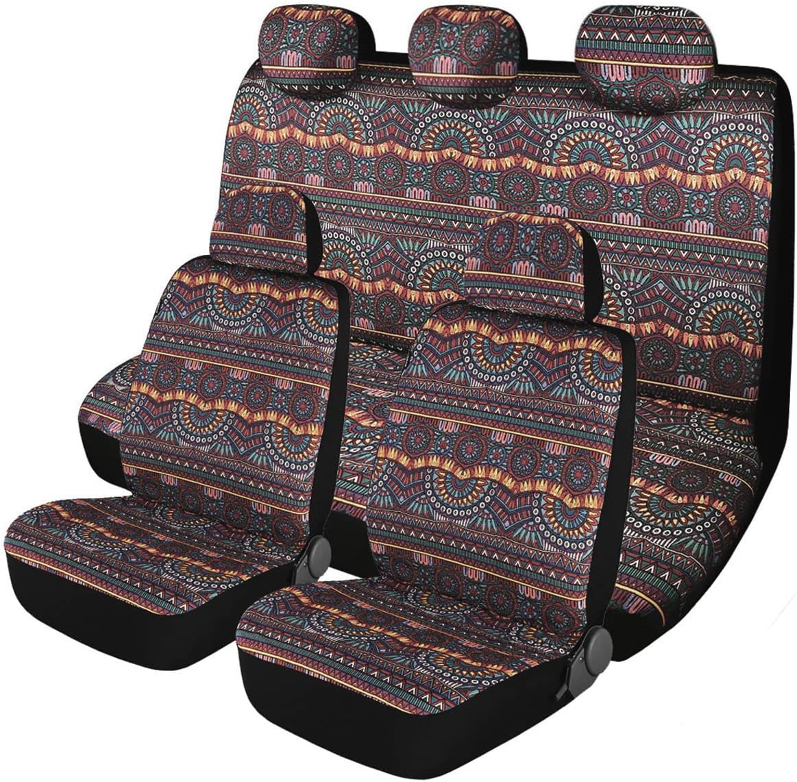 P&J Durable Blanket Car Seat Cover Magic Boho Bucket Universal Fit for Cars SUVs Trucks Vans