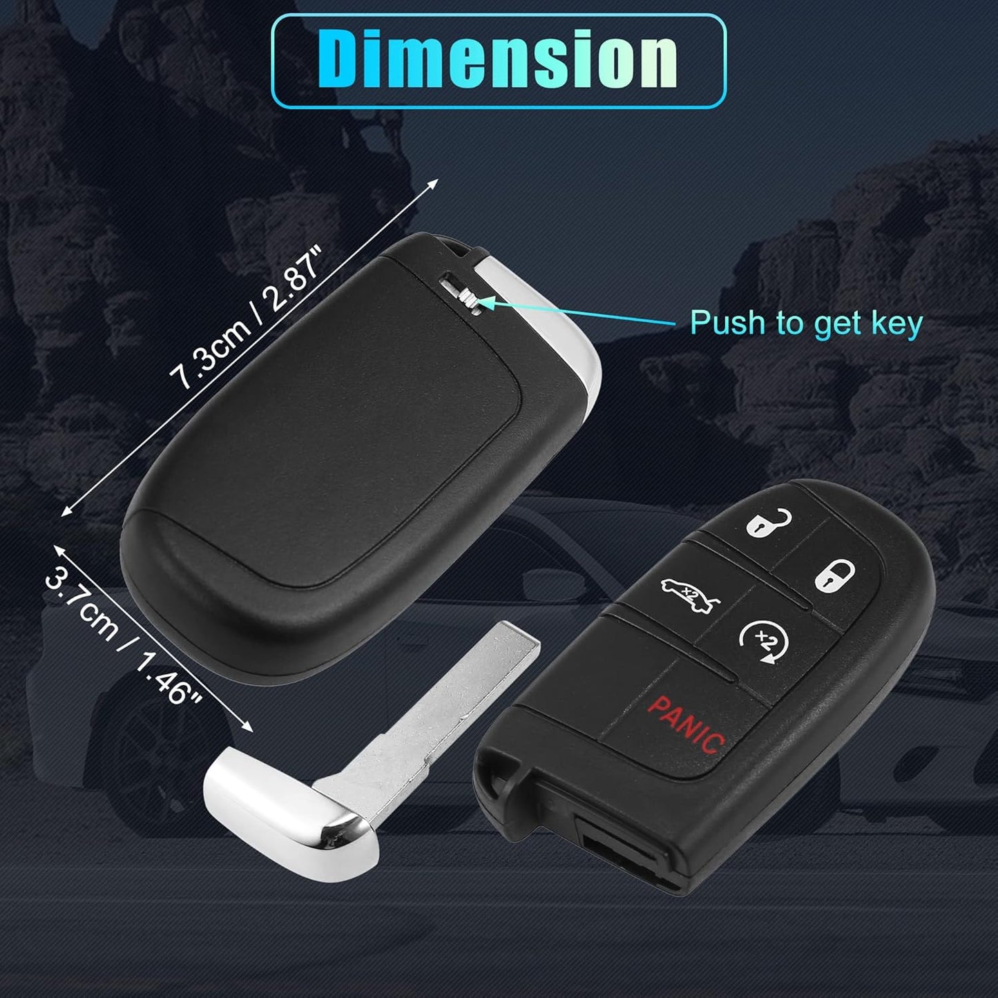 X AUTOHAUX 2pcs 433MHz M3M-40821302 Replacement Keyless Entry Remote Car Key Fob for Chrysler 300 2019-2022 for Chrysler 200 2015-2017 5 Buttons with Door Key 4A Chip