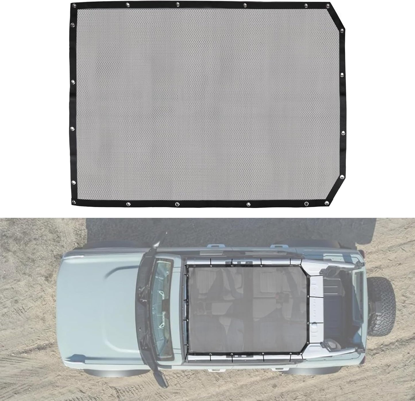 BESTAOO Sunshade for Ford Bronco Accessories 2021 2022 2023 2024 2025 4 Door, Front & Rear Full Length Mesh Sun Shade Bimini Top Cover for Bronco 4 Door - Blocks UV, Wind, Noise (Orange)