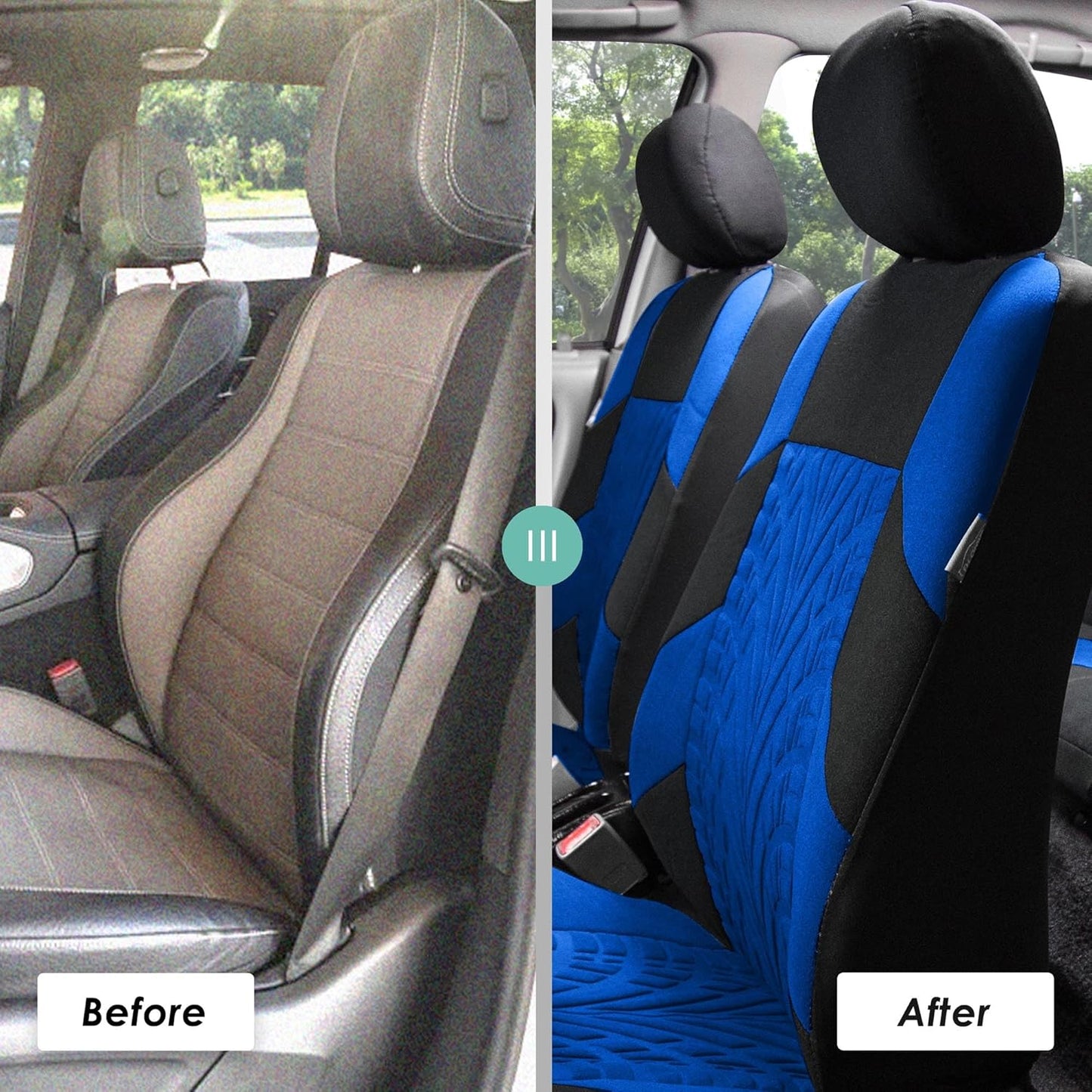 FH Group Travel Master Full Set Car Seat Covers– Universal Fit for Cars Trucks and SUVs (Blue) FB071115 + F11306