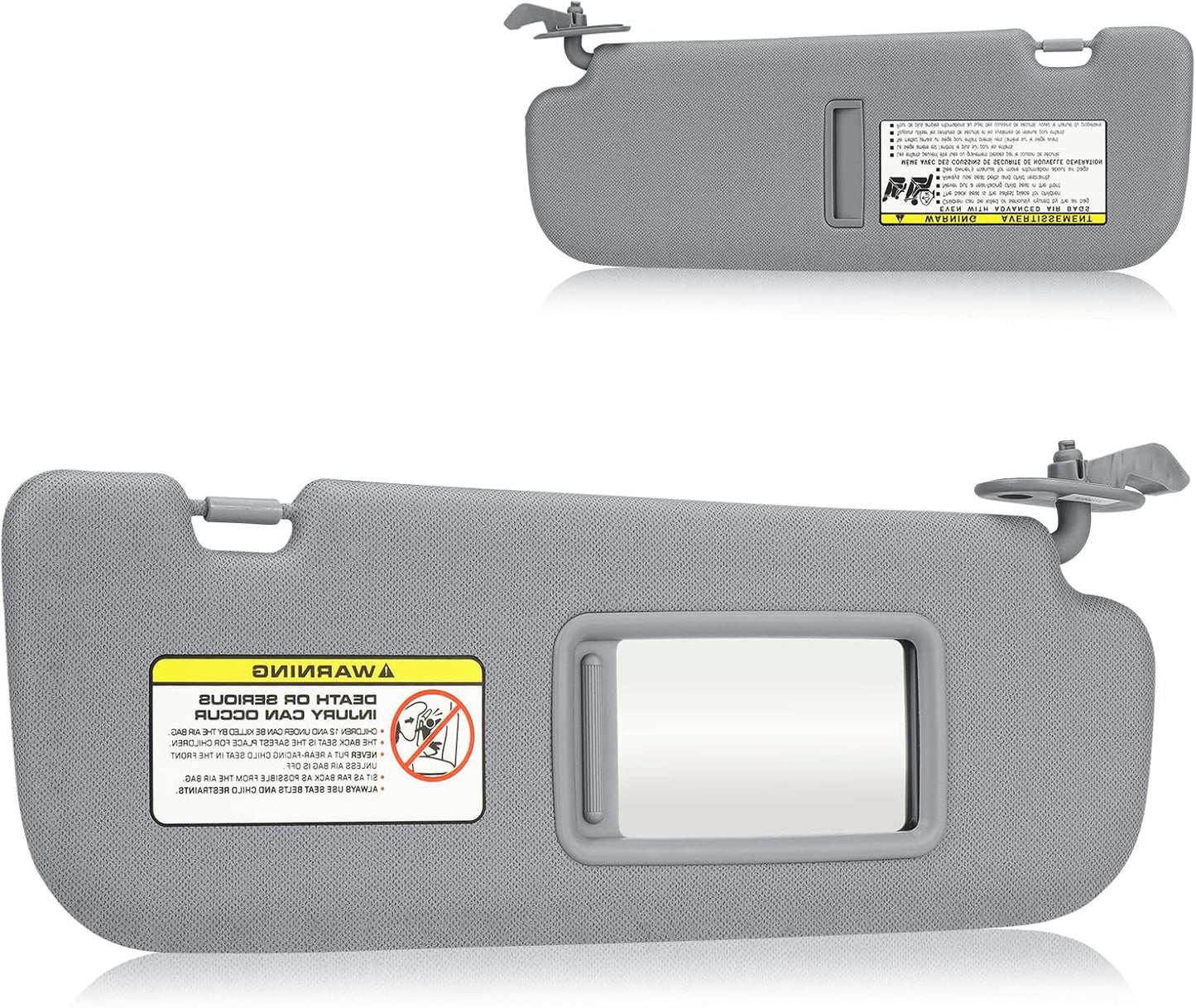 2Pcs Driver & Passenger Side Sun Visor Without Light Fit for Hyundai Elantra 2011 2012 2013 2014 2015, Replace for 852103X000TX, 852203X000TX Gray