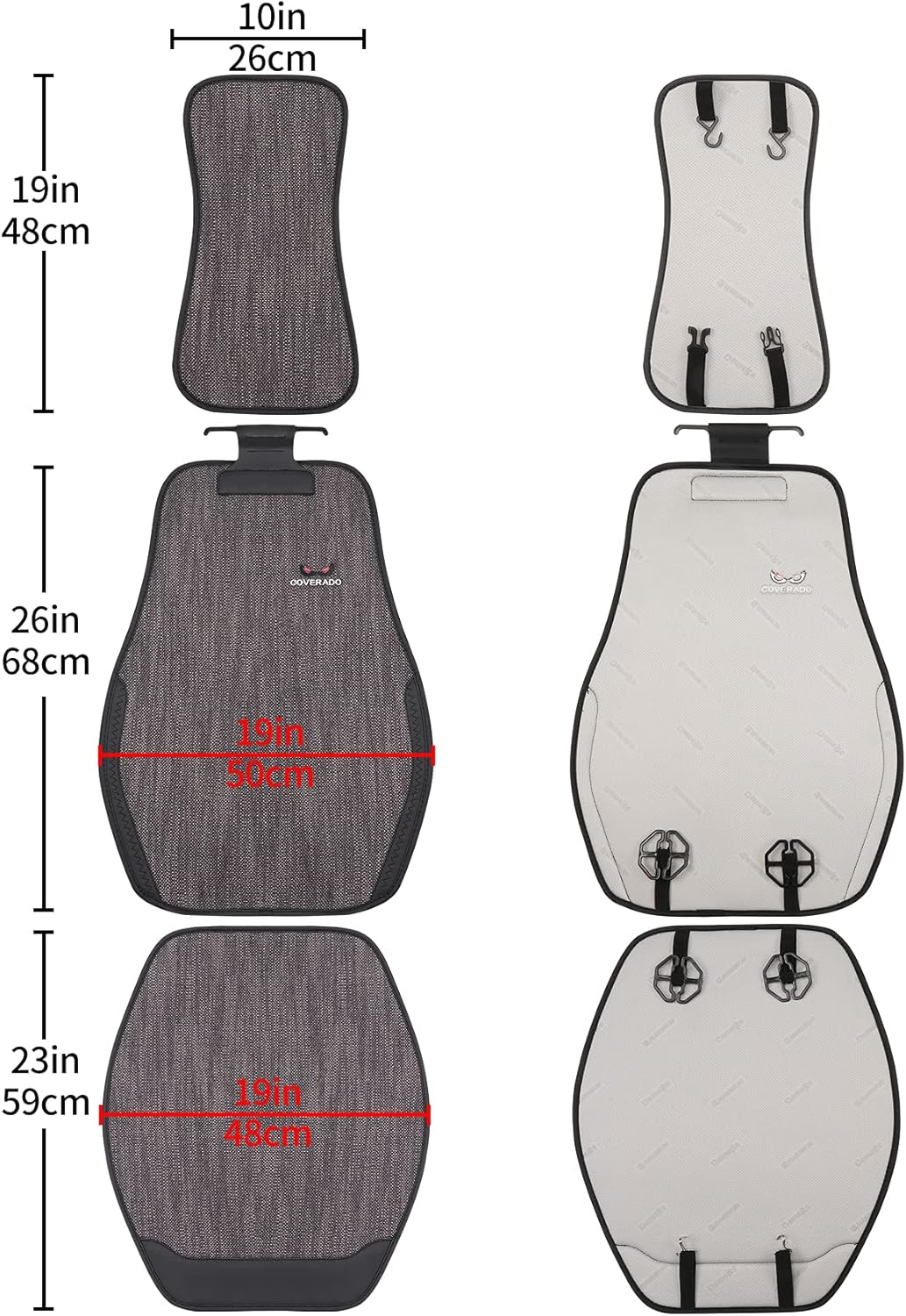 Coverado Car Seat Cushions, Washable Seat Covers Protector Full Set, Compatible with Most Cars, SUVs, Trucks and Vans(Full Set, Gray)