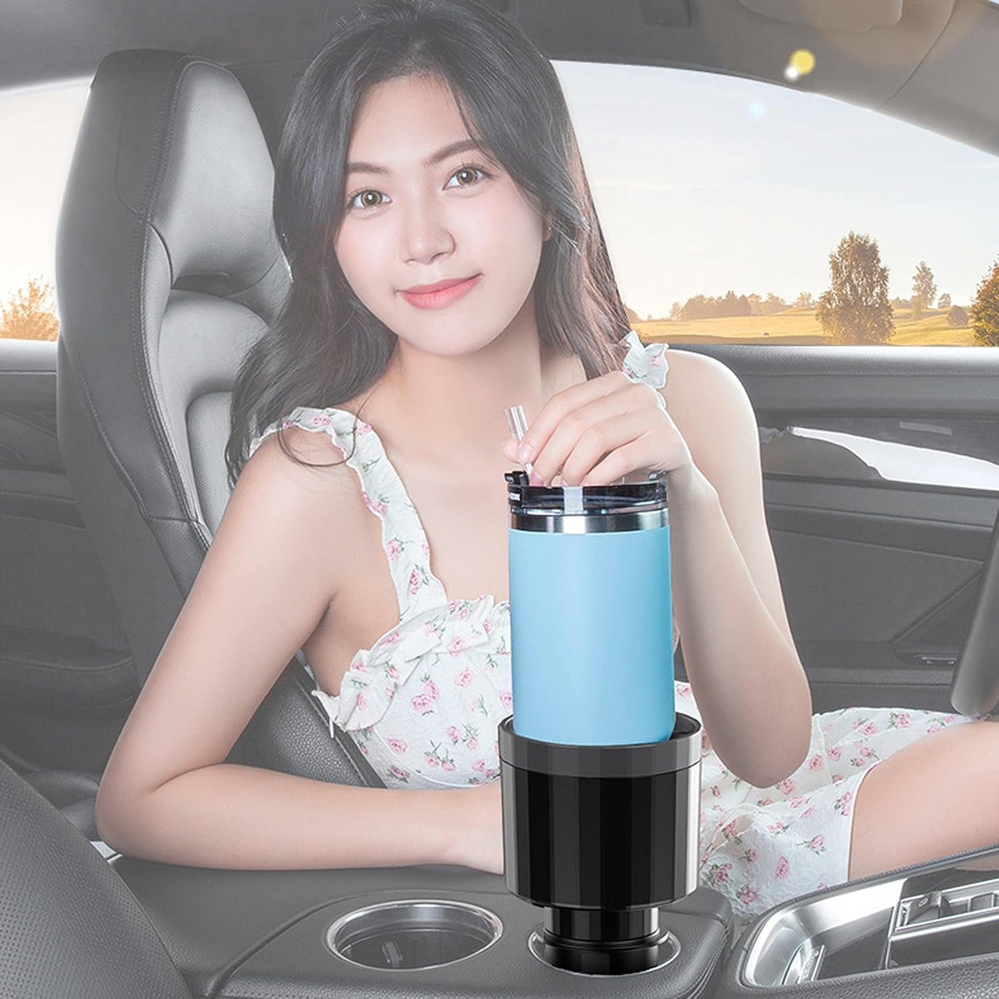 SHENGYAWAUTO Car Cup Holder Expander Organizer with Adjustable Base,Compatible Hydro Flasks 32/40 Ounce, Compatible Yeti Ramblers 20/26/30 Other Bottles & Big Drinks in 3.4''-4'' (SYCP068)