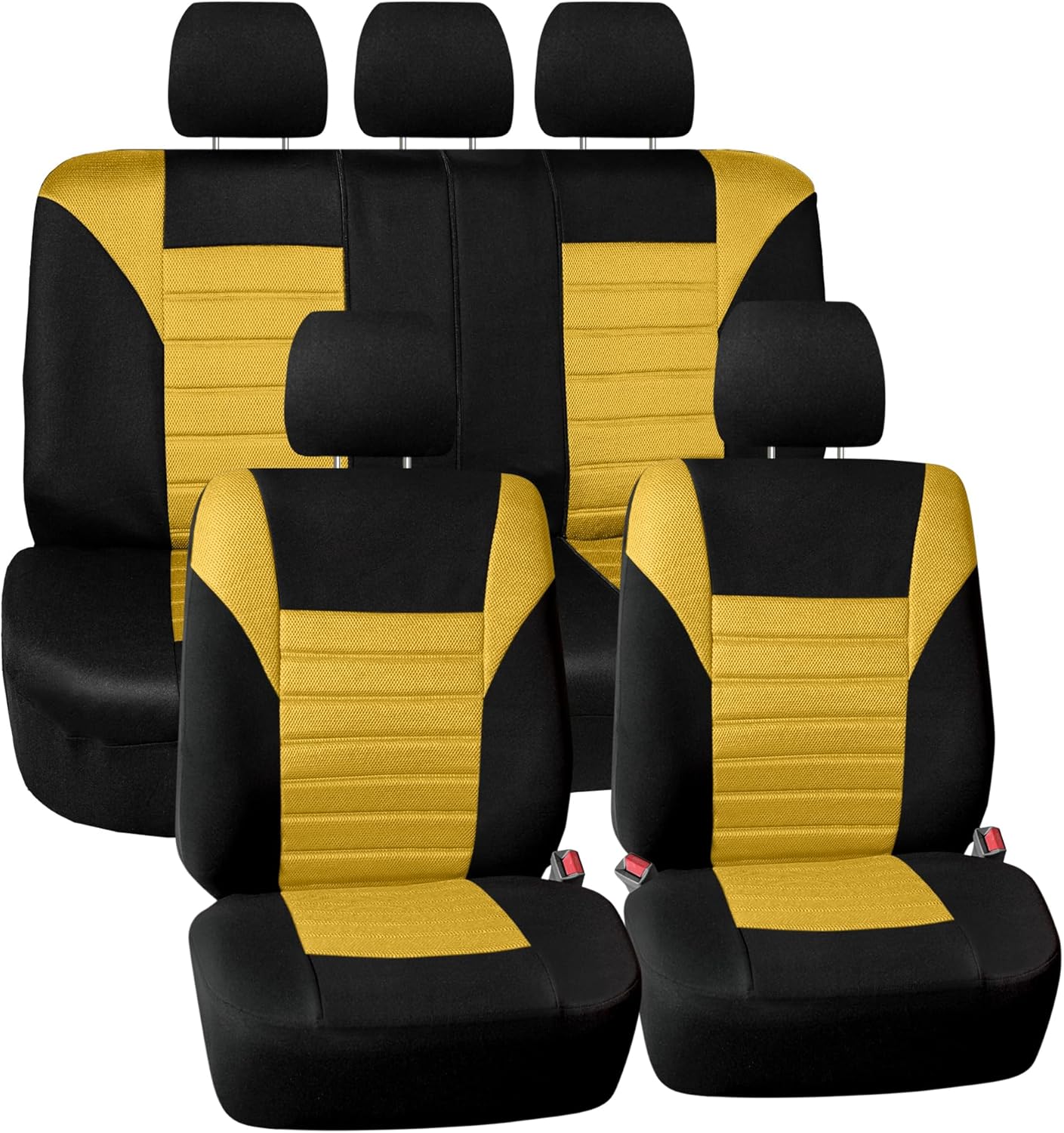 FH Group Car Seat Covers Full Set 3D Air Mesh - Universal Fit, Automotive Seat Covers, Low Back Seat Cover, Airbag Compatible,Split Bench Rear Seat,Washable Car Seat Cover for SUV, Sedan Pink