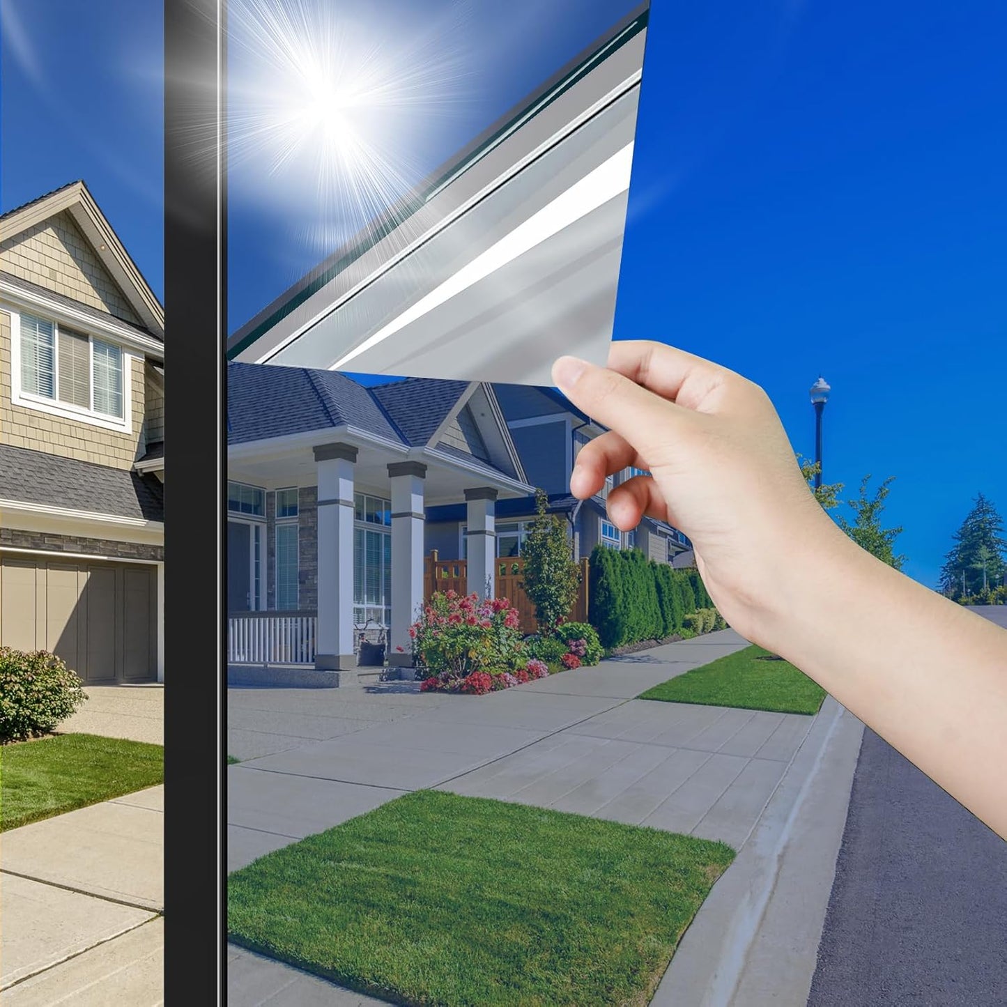 ConCus-T Thickened UV Blocking One Way Window Film Privacy Tint Film for Home Vinyl Film Non-Adhesive Anti UV Static Cling Window Sticker for Skylight, 35.43 Inch X 13.1 Feet