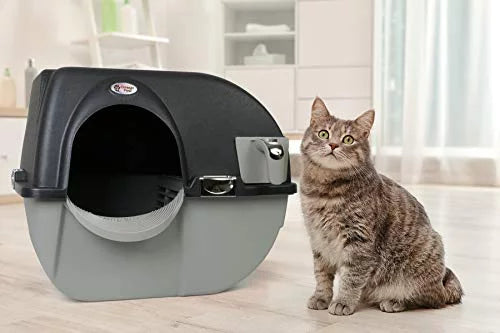 Omega Paw Large Elite Self-Cleaning Litter Box, Black