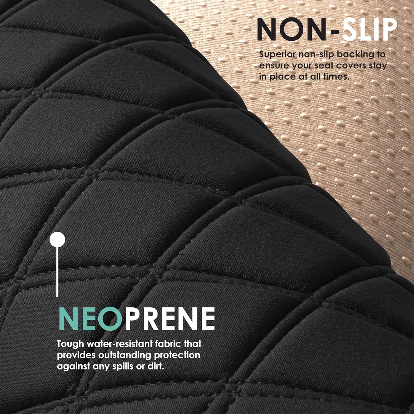 FH Group Car Seat Cushion Neosupreme Automotive Seat Cushions - Universal Fit, Rear Car Seat Cushion, Car Seat Cushions with Non-Slip Silicone Backing for SUV, Sedan, Van Rear Set Black