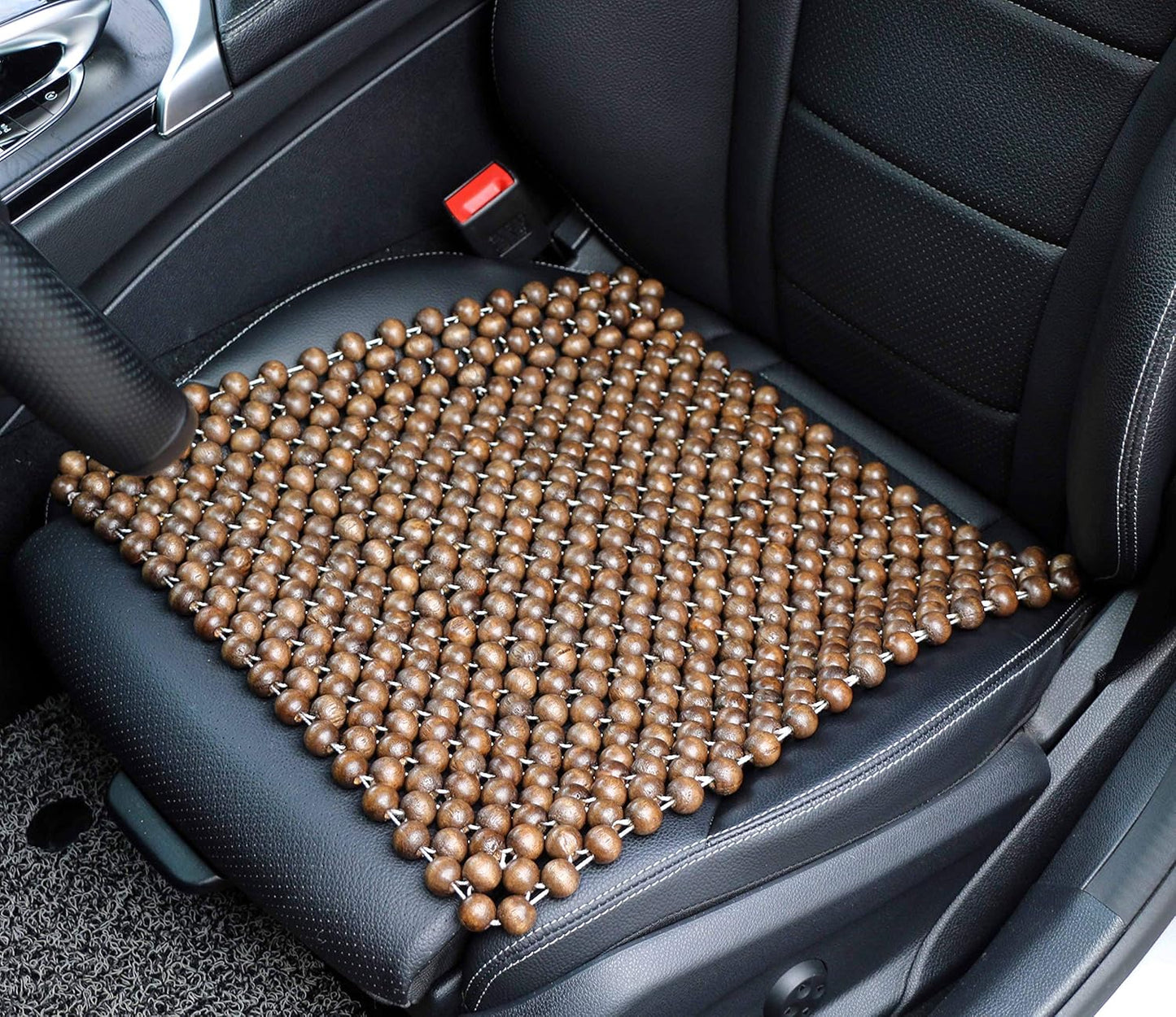 EXCEL LIFE Natural Wood Beaded Seat Cover Massaging Cool Cushion for Car Truck. Keeps The Back from Getting Sweaty While Driving. Makes Driving More Bearable and Less Painful On Long Trips