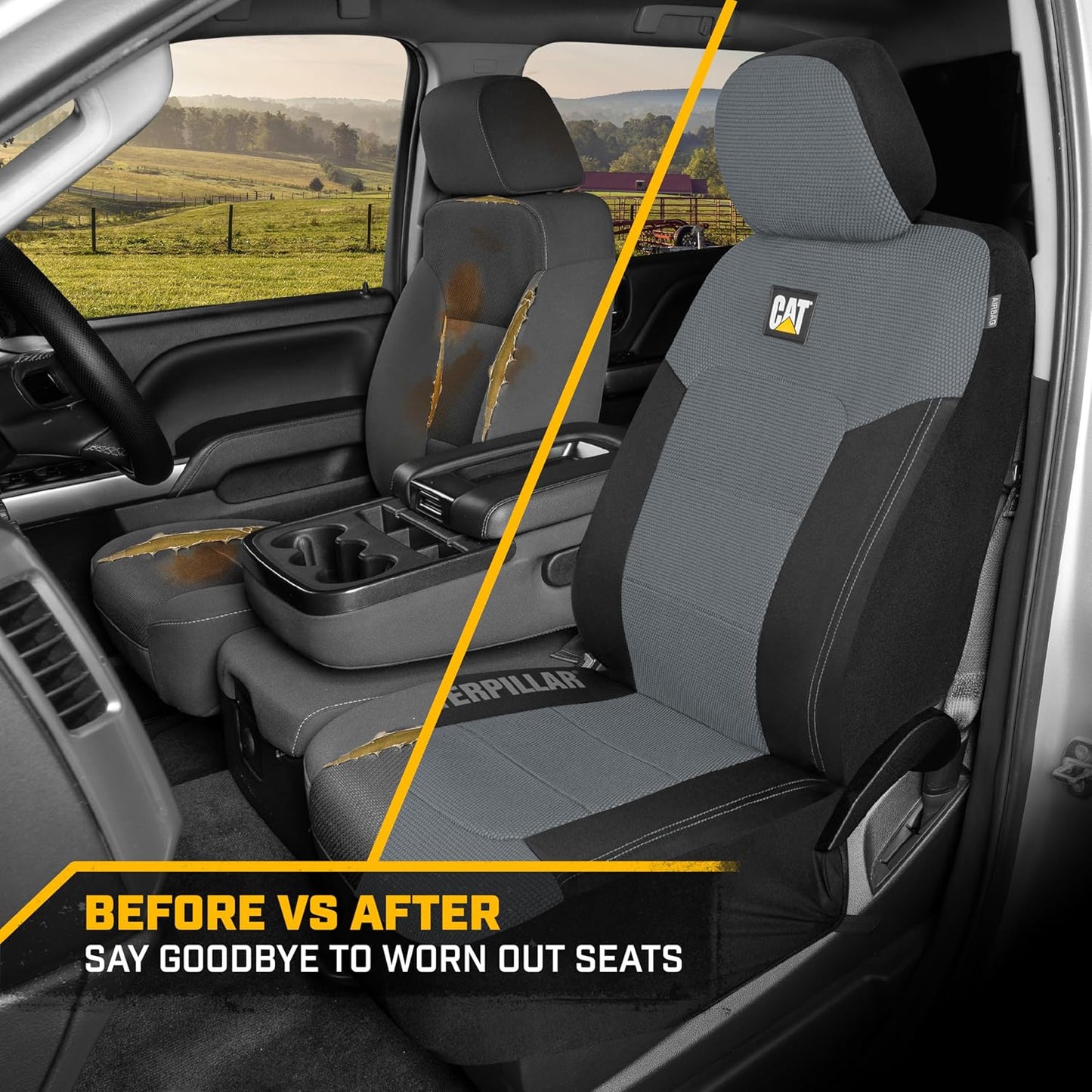 BDK Auto CASC-2284-GR: Cat 4Pc Mesh + Gabardine Seat Cover (Grey)