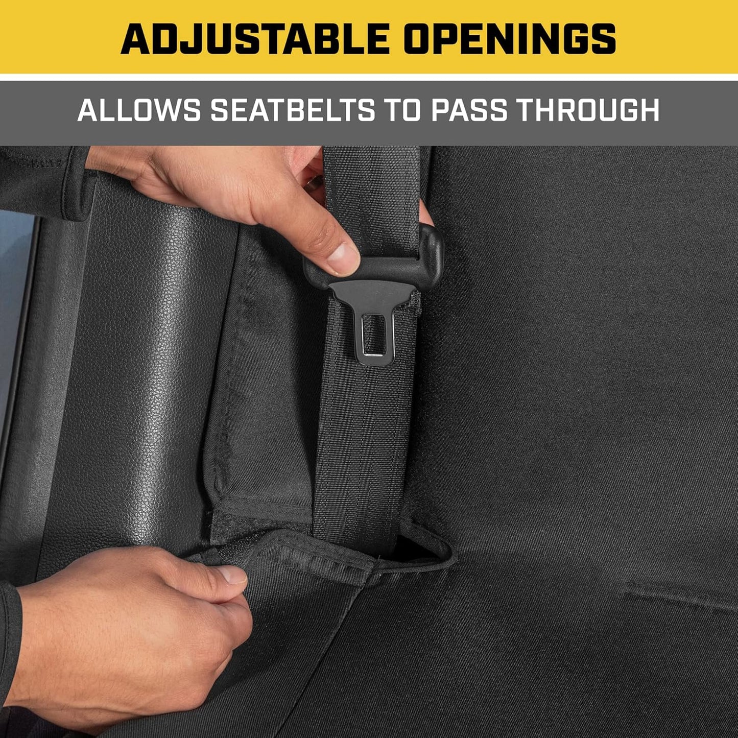 Cat Flexfit Black Rear Seat Cover for Car - Durable Canvas Material Back Car Seat Covers 60/40 Split Bench Protector – Back Seats Cover for Truck & SUV Rear Bench Protector Interior Car Accessories