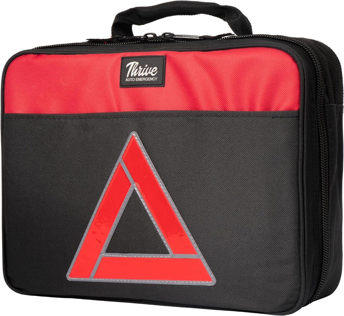 Thrive Roadside Emergency Car Kit - Automotive Safety Travel Tool Kit w/Vehicle Jumper Cables and Mini First Aid Kit - Truck, SUV & Car Essentials for Women and Men (Red Canvas Bag)