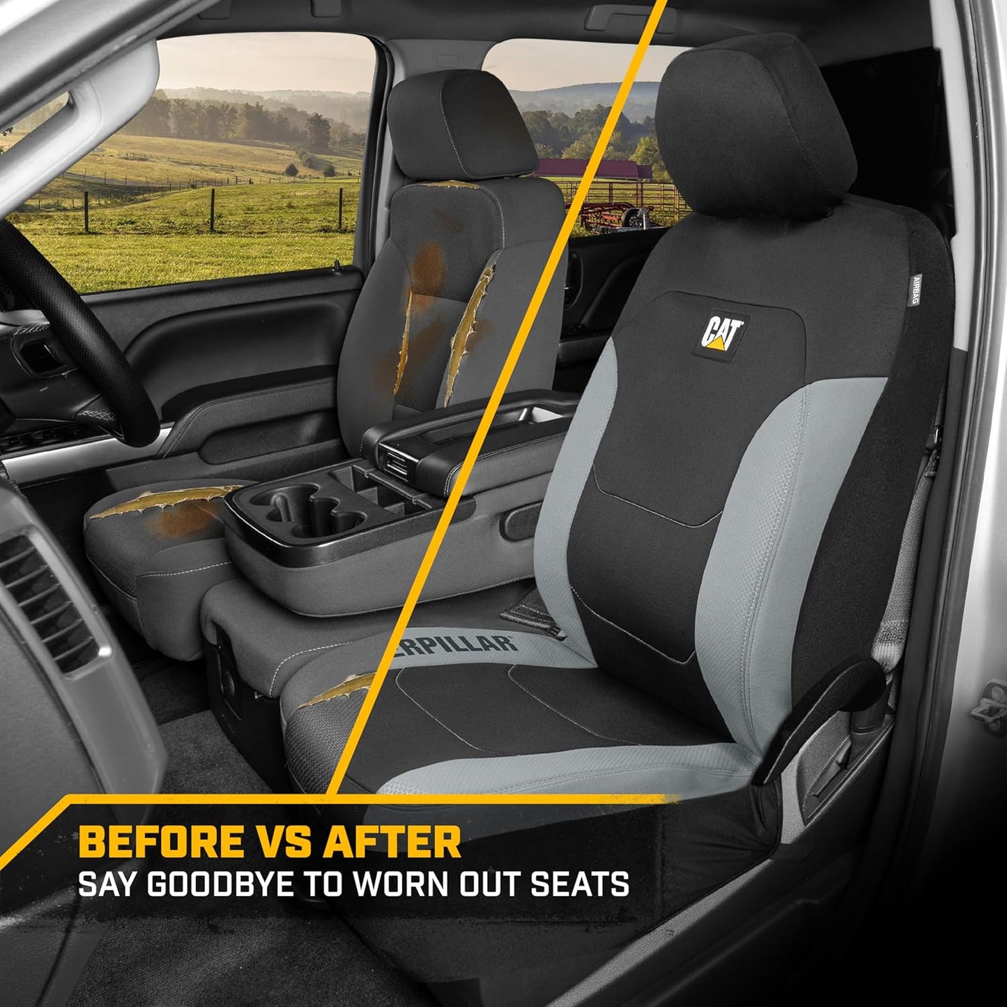 BDK Auto CASC-2274-GR: Cat 4Pc Polyester + Honeycomb Polyester Fabric Low Back Seat Cover