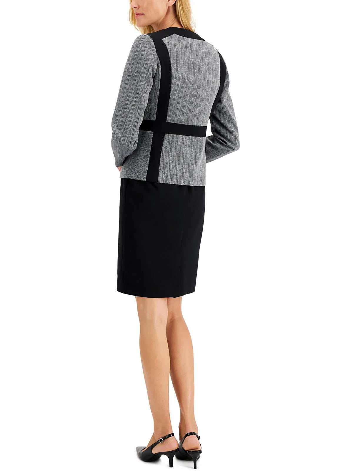 Le Suit Womens Herringbone Midi Dress Suit