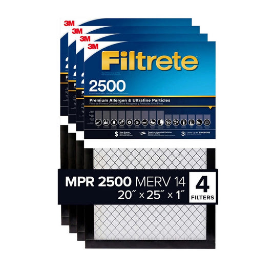 3M 2500 Series Filtrete 1 Filter, 20 x 25 x 1 (Pack of 4)