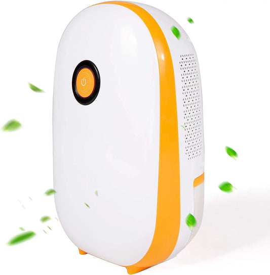 Small Portable Quiet Dehumidifier with Auto Shut-off,1100ml Water Tank, Dehumidifier for Home Basement, Bedroom, Bathroom, Closet RV, Orange