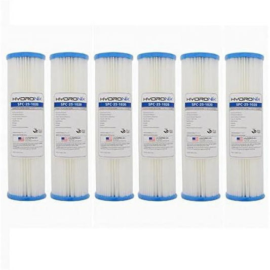 20 Micron Standard 10 Inch Pleated Sediment Filter 6 Pack