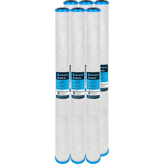 SpiroPure SP-EPM-30 30x2.5 10 Micron NSF Certified Coconut Shell Carbon Block Water Filter Cartridge CFB-30 255673-43 (Case of 6)