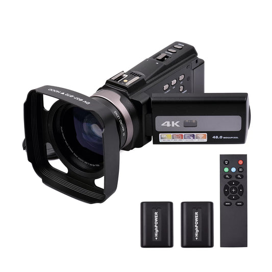 Andoer 4K 60FPS Digital Video DV 48MP 16X Zoom 3-inch Rotatable LCD Touch Screen WiFi Sharing IR Motion Dectection -shaking Time Lapse Slow Motion with 0.39X Wide Angle Lens Remote Contr