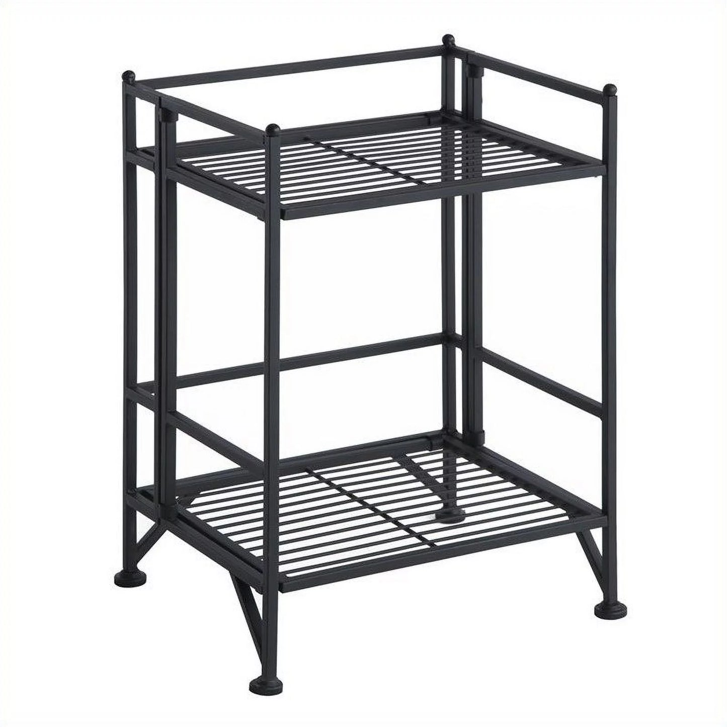 Pemberly Row 2 Tier Folding Metal Shelf - Black