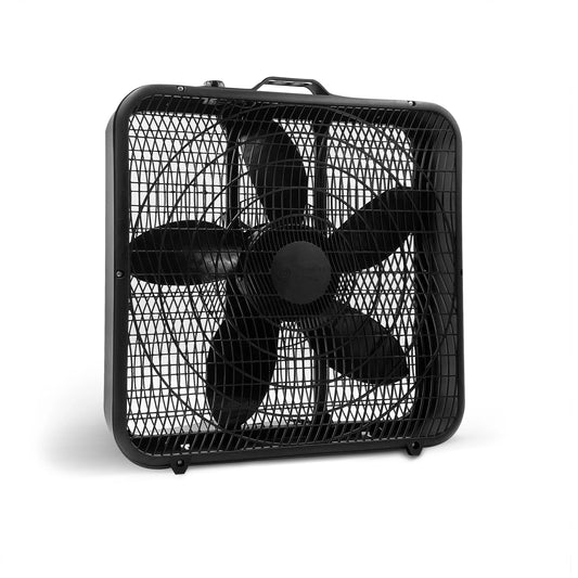 Comfort Zone 20 3-Speed Box Fan for Full-Force Air Circulation with Air Conditioner, Black