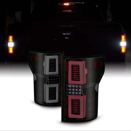 AKKON - Fits 2015 2016 2017 Ford F150 Pickup [O-LED Tube] Sequential Signal Black Smoked Tail Lights Brake Lamps Pair Left+Right