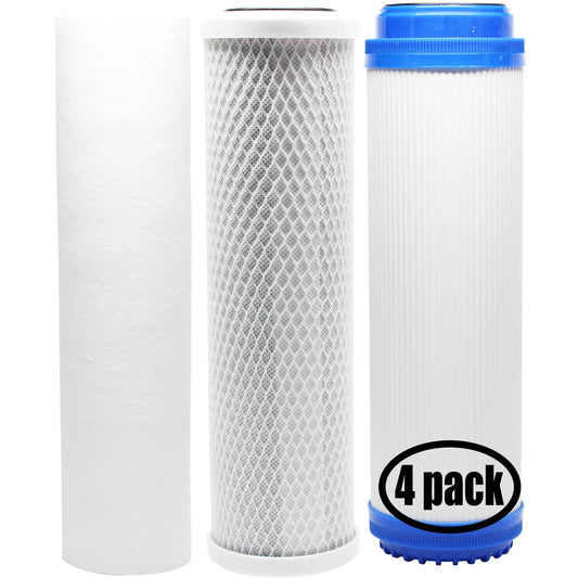 4-Pack Replacement for Filter Kit for Isopure CT-SGL1 RO System - Includes Carbon Block Filter, PP Sediment Filter & GAC Filter - Denali Pure Brand
