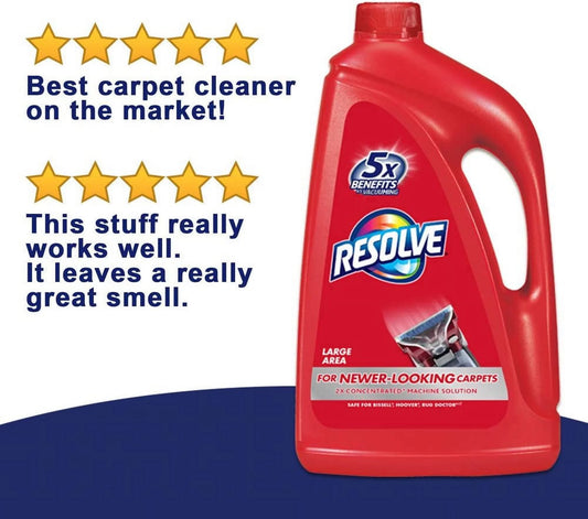 Resolve Professional Steam Carpet Cleaner Solution Shampoo, 96oz, 2X Concentrate, Safe for Bissell, Hoover & Rug Doctor