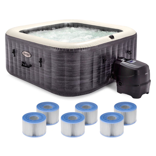 Intex PureSpa Plus Inflatable Spa & Type S1 Filter Cartridges (6 Pack)