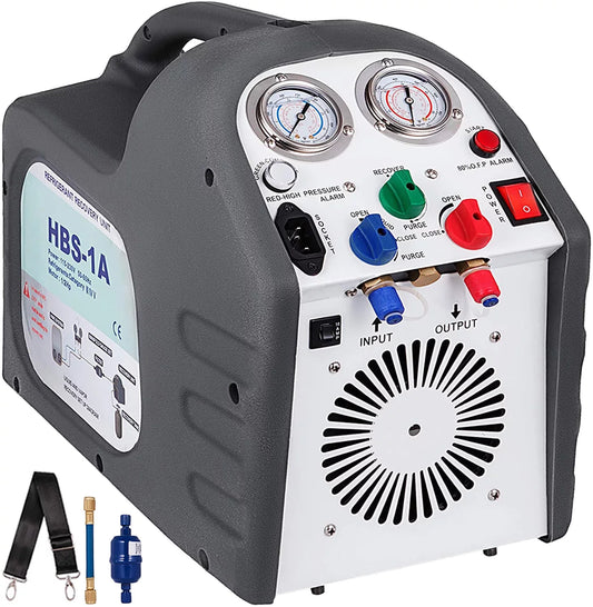 VEVOR Refrigerant Recovery Machine 1/2hp AC Refrigerant Recycling Machine HVAC 558psi Refrigerant Recovery Unit Air Conditioning Repair Tool (GREY)