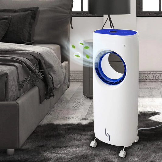 COOLS UP TO 7° F - Evaporative Cooling Fan, Portable Personal Air Cooling With Humidifier Water . Includes , Ice Packs, And 360° Caster Wheels.